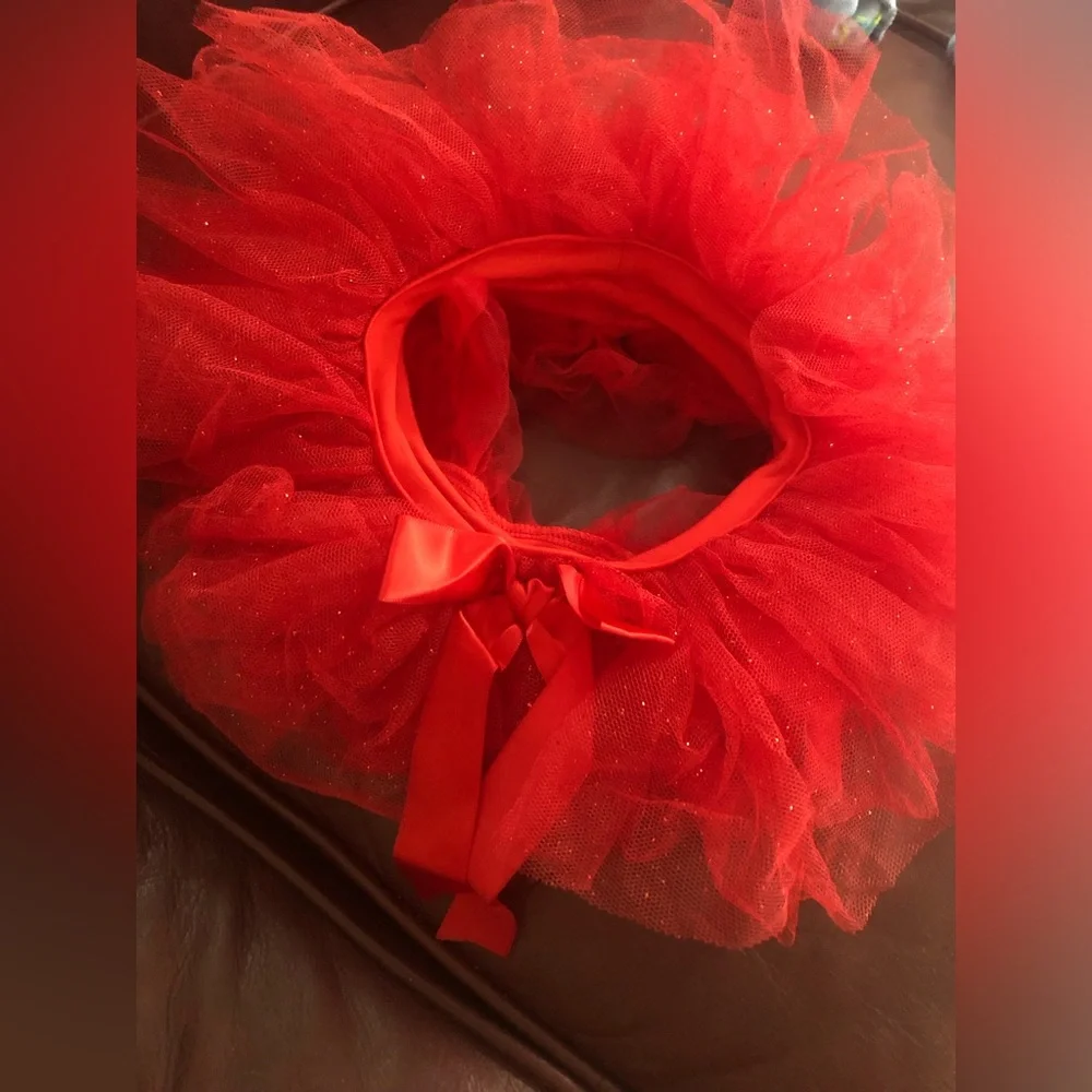 Red Christmas tutu with ribbon